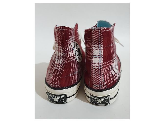 Converse Chuck Taylor All Star Sneakers Alte Plaid Bianco Rosso Blu - vista 3