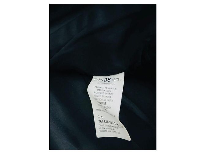 Versace Collection Lederbikerjacke mit abstraktem Print Schwarz Weiß - Ansicht 5