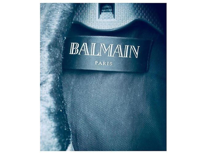 Balmain Leder- und Kurzhaarjacke Schwarz - Ansicht 3