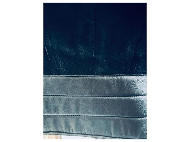 Balmain Leder- und Kurzhaarjacke Schwarz - Ansicht 4