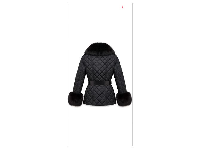 Moncler Jaqueta Acolchoada Preta com Pele de Raposa Preto - vista 10