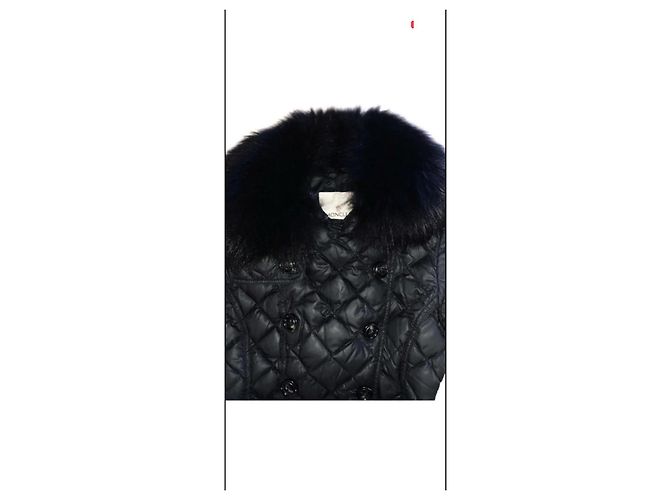 Moncler Jaqueta Acolchoada Preta com Pele de Raposa Preto - vista 12