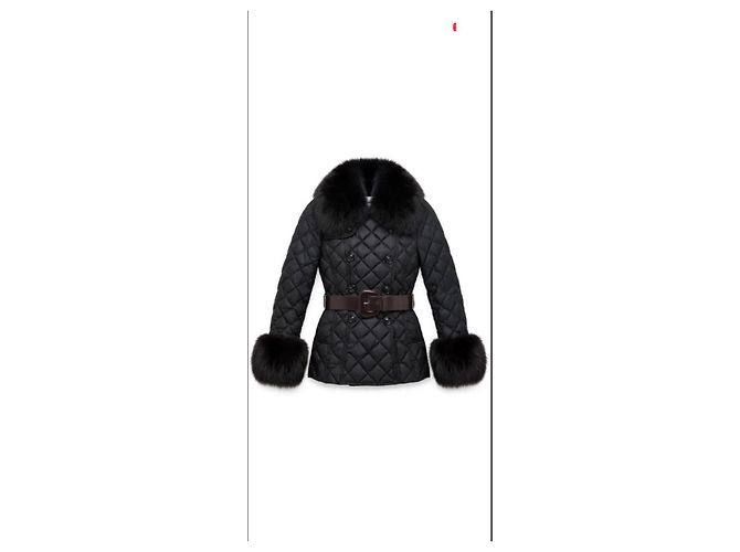 Moncler Jaqueta Acolchoada Preta com Pele de Raposa Preto - vista 9