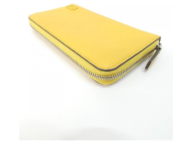 Cartera bi-fold de piel de becerro amarilla Fendi Amarillo - vista 3