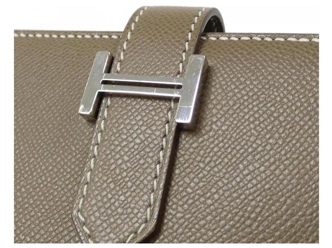Cartera larga Hermès Bearn Soufflé Gris pardo - vista 3