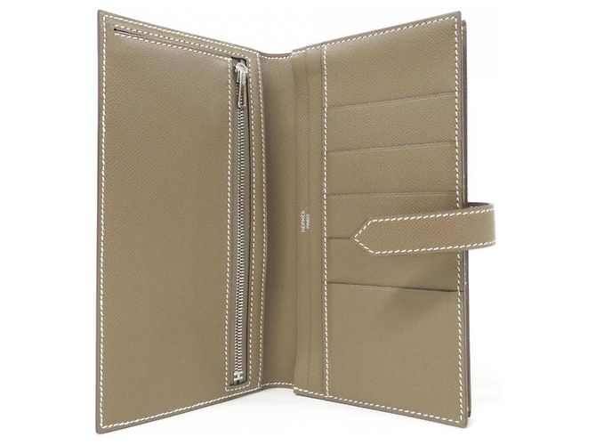 Cartera larga Hermès Bearn Soufflé Gris pardo - vista 4
