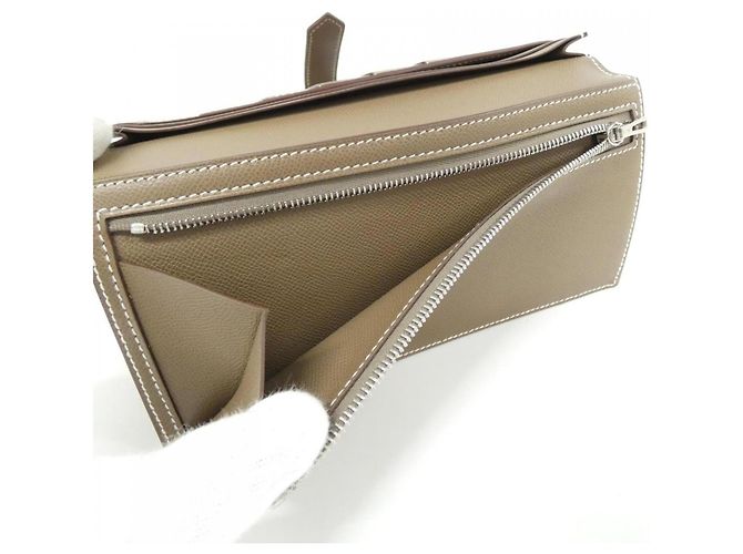 Cartera larga Hermès Bearn Soufflé Gris pardo - vista 5