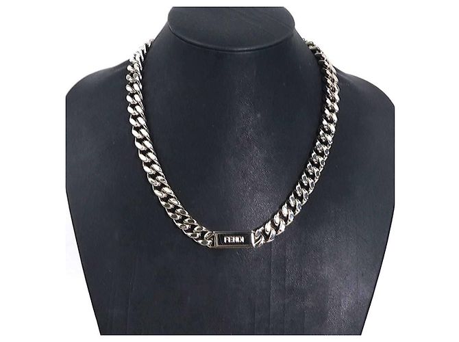 Fendi Silver Metal Necklace Silvery - view 10