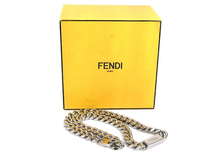 Fendi Silver Metal Necklace Silvery - view 11