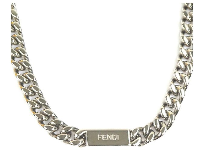 Fendi Silver Metal Necklace Silvery - view 2