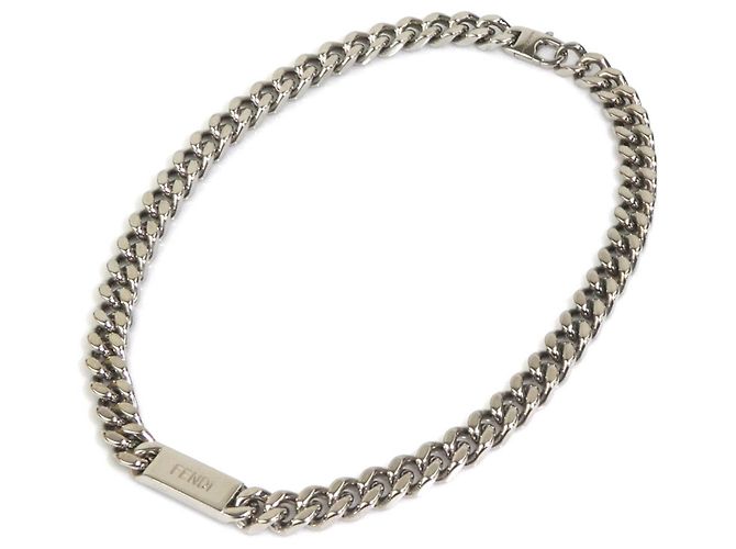 Fendi Silver Metal Necklace Silvery - view 3