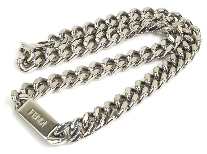 Fendi Silver Metal Necklace Silvery - view 9