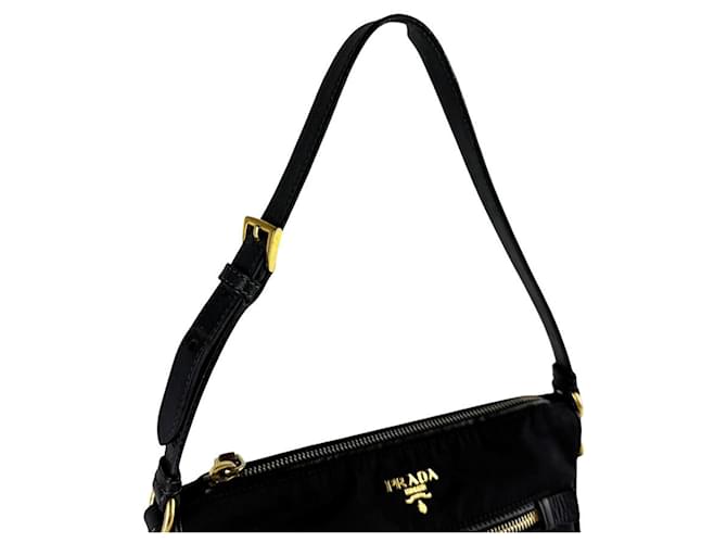 Borsa in nylon nero e pelle Prada - vista 10