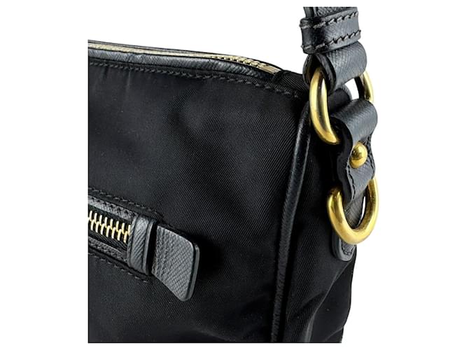 Borsa in nylon nero e pelle Prada - vista 6