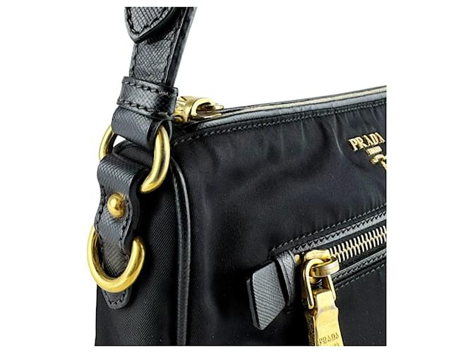 Borsa in nylon nero e pelle Prada - vista 7