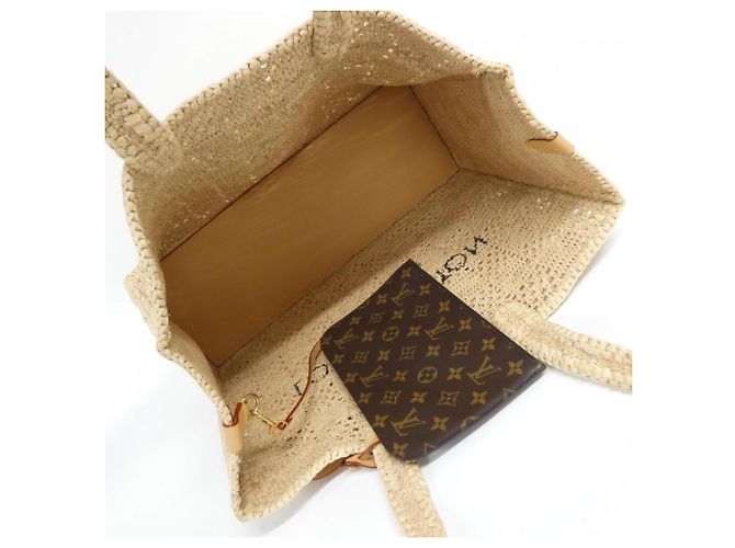 Tote Summer Shopper in Damier Raffia Louis Vuitton Beige - vista 5