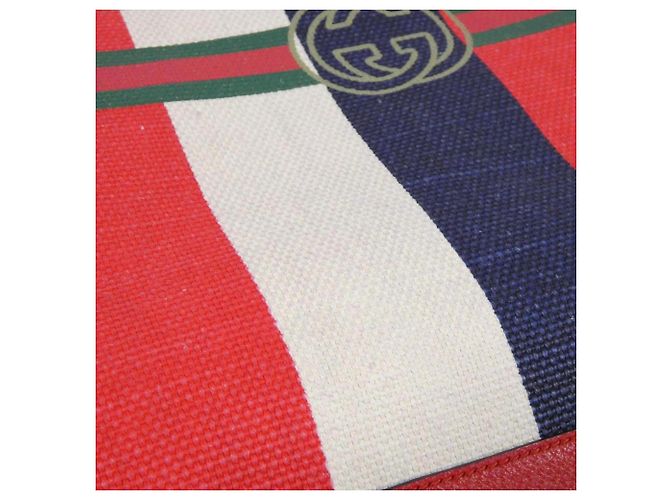 Borsa Gucci in tela blu e pelle - vista 4