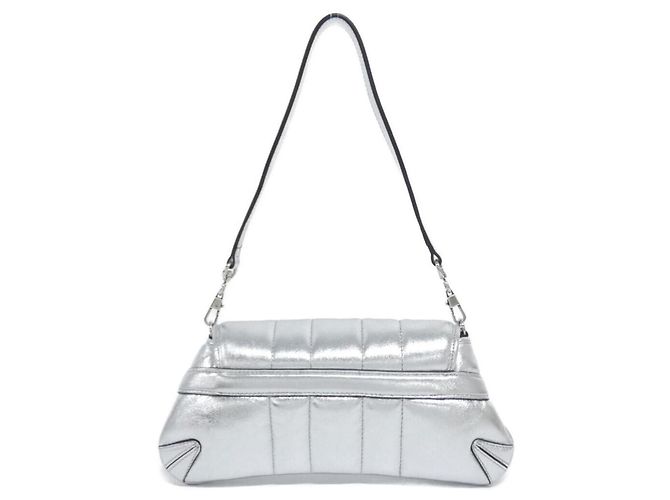 Borsa a tracolla in pelle argentata Gucci Argento - vista 2