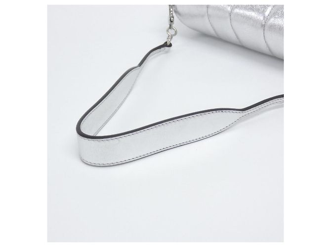 Borsa a tracolla in pelle argentata Gucci Argento - vista 4