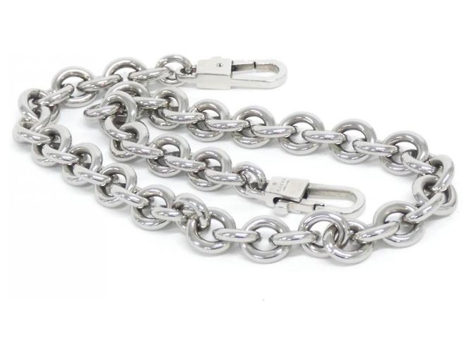 Borsa a tracolla in pelle argentata Gucci Argento - vista 5