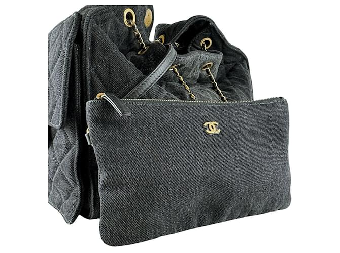 Borsa a tracolla CHANEL25 Medium in denim Chanel Nero - vista 11