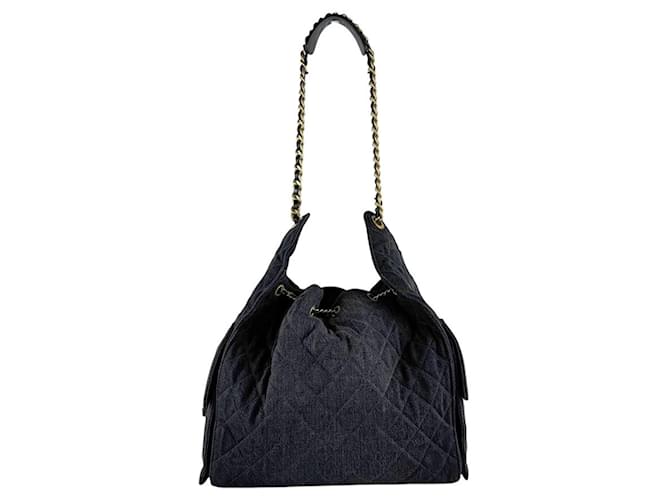 Borsa a tracolla CHANEL25 Medium in denim Chanel Nero - vista 3