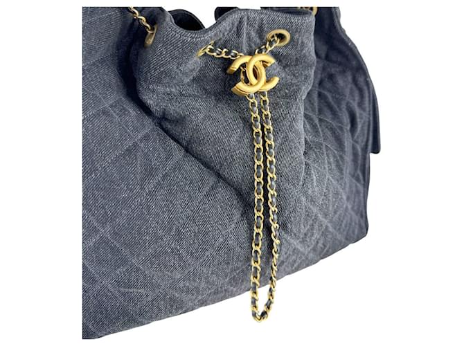 Borsa a tracolla CHANEL25 Medium in denim Chanel Nero - vista 9