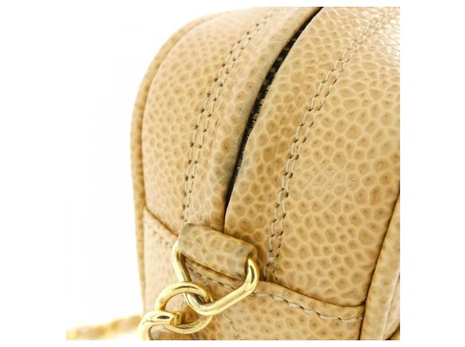 Borsa a tracolla Chanel in pelle di vitello granulata Beige - vista 4