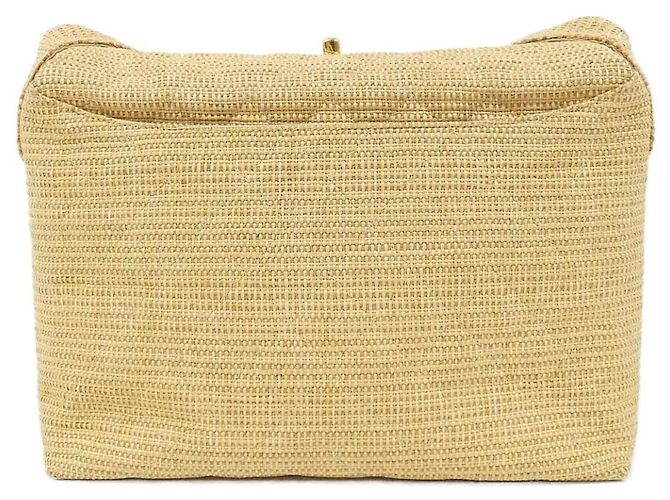 Borsa a tracolla Chanel in rafia beige - vista 2