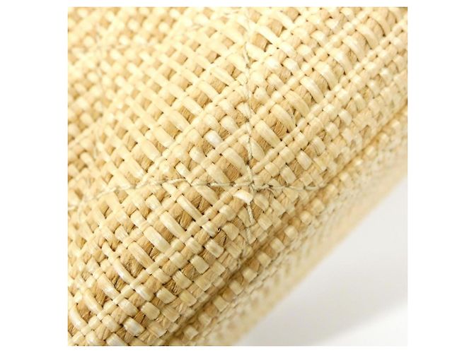 Borsa a tracolla Chanel in rafia beige - vista 4