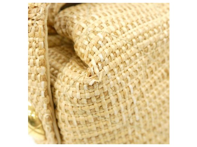 Borsa a tracolla Chanel in rafia beige - vista 5