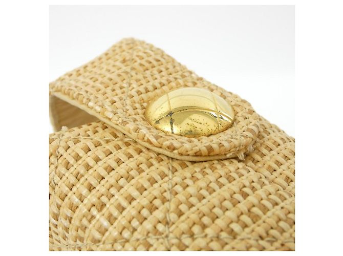 Borsa a tracolla Chanel in rafia beige - vista 6