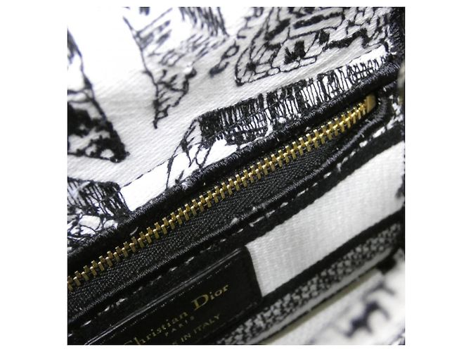 Christian Dior PLAN DE PARIS Lady D-Light Mini Handbag Schwarz Weiß - Ansicht 7