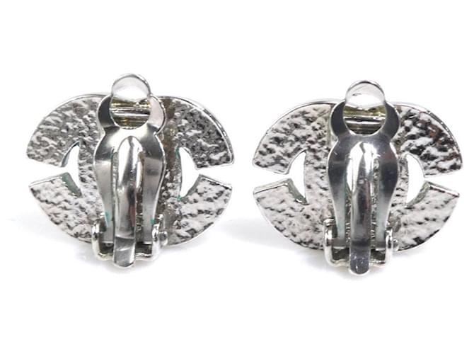 Orecchini a clip Chanel argento con strass - vista 4
