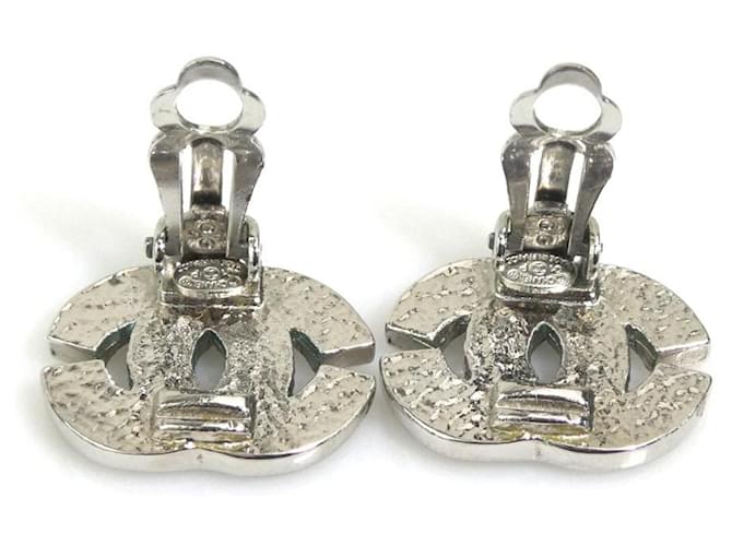 Orecchini a clip Chanel argento con strass - vista 7