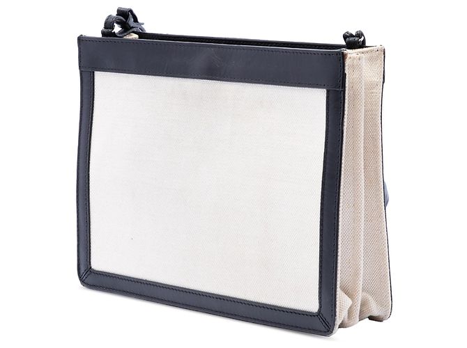 Pochette M Balenciaga en lona blanca y azul marino con bandolera - vista 2