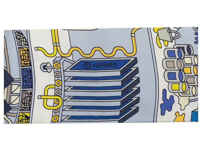 Sciarpa Twilly in seta Hermès Blue La Maison Des Carres Blu chiaro - vista 4