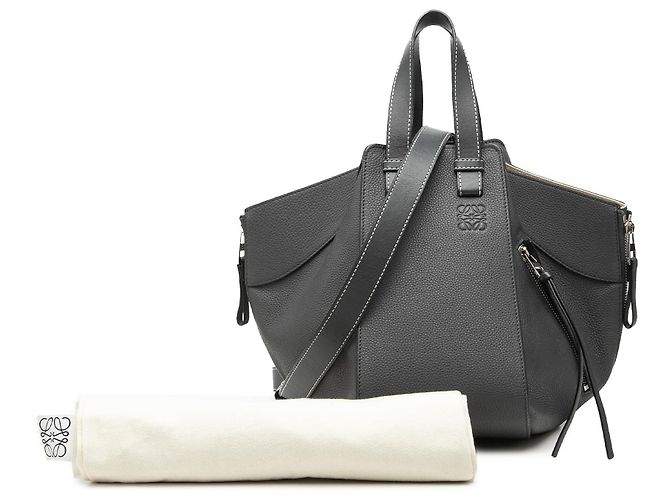 Borsa a tracolla Hammock in pelle grigia LOEWE Small Marrone Grigio antracite - vista 8