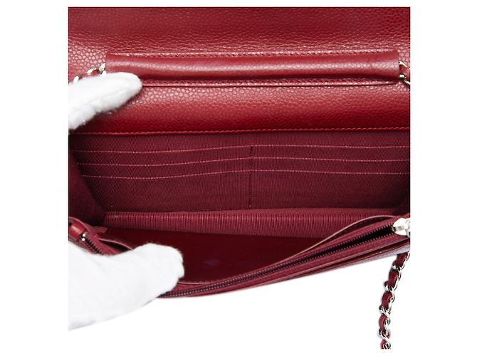 Chanel Red CC gestepptes Caviar Wallet on Chain Rot Bordeaux - Ansicht 4