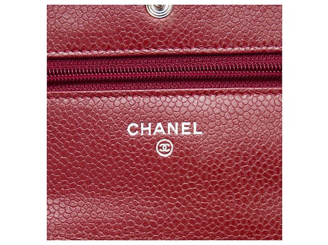 Chanel Red CC gestepptes Caviar Wallet on Chain Rot Bordeaux - Ansicht 5