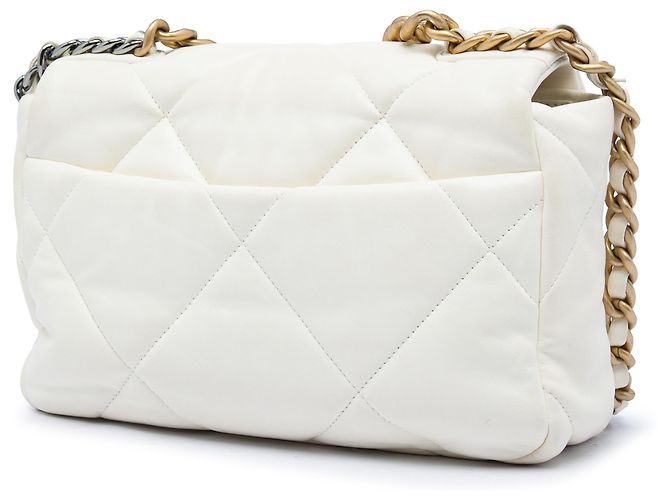 Chanel White Medium Lambskin 19 Flap Bianco - vista 2