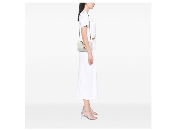 Chanel White Medium Lambskin 19 Flap Bianco - vista 5