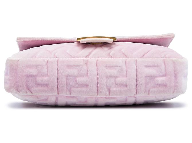 Fendi Baguette Tasche Rosa aus Samt mit Zucca-Prägung Pink - Ansicht 3
