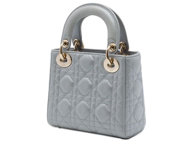 Lady Dior Mini aus Lammleder Cannage Grau Dior Braun - Ansicht 2