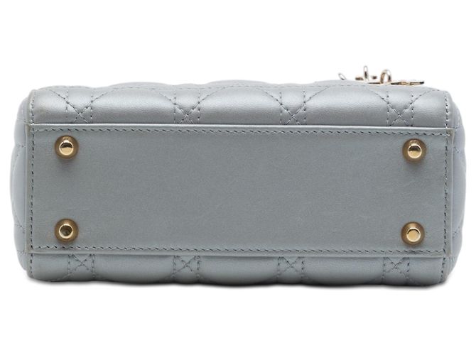 Lady Dior Mini aus Lammleder Cannage Grau Dior Braun - Ansicht 3
