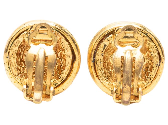 Brincos Chanel Gold CC banhados a ouro redondos de pressão Dourado - vista 2