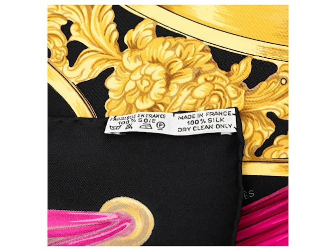 Sciarpa in seta Hermès Black Etriers 90 Nero - vista 2