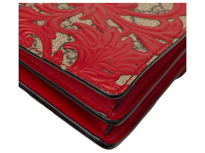 Borsa a tracolla Gucci Red Medium GG Supreme Arabesque Dionysus Rosso - vista 7