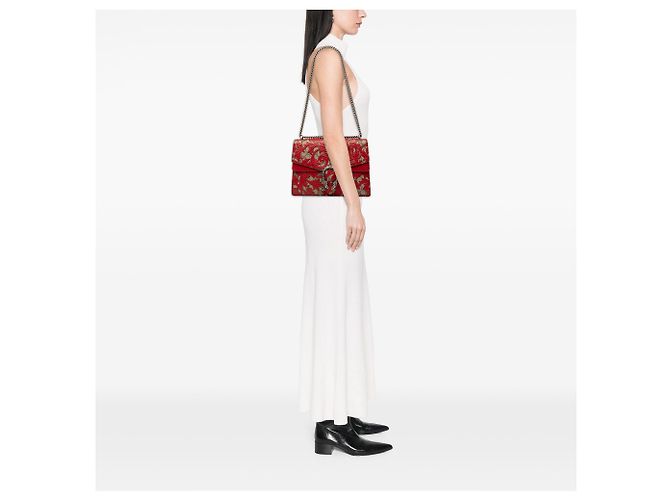 Borsa a tracolla Gucci Red Medium GG Supreme Arabesque Dionysus Rosso - vista 8