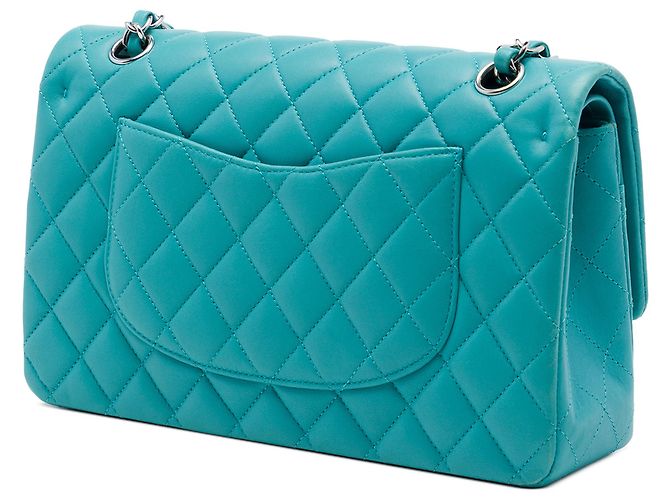 Chanel Blue Medium Classic Lambskin Double Flap Turchese - vista 2